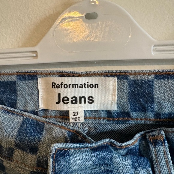 🏁Reformation Cynthia Checkerboard Denim Jeans🏁 - Picture 6 of 6